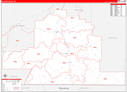 Big Horn County, MT Wall Map Zip Code Red Line Style 2026
